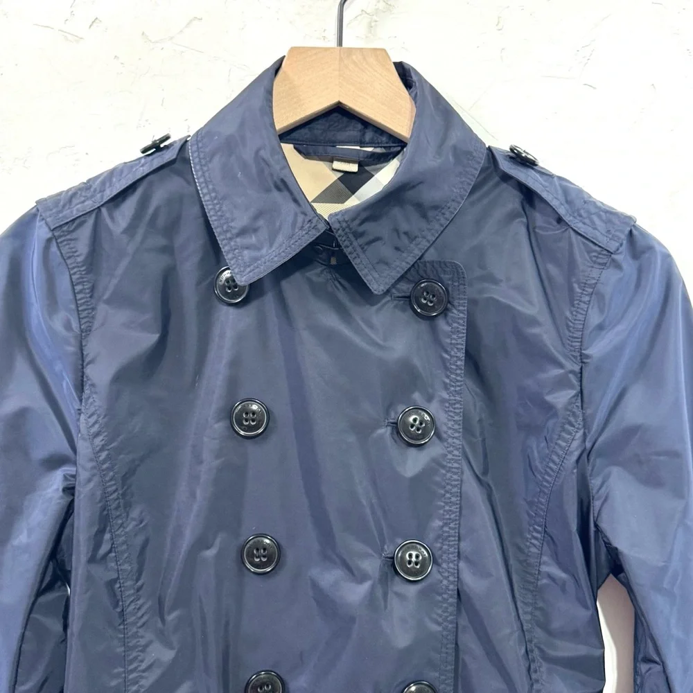Burberry Brit Navy Belted Short Trench Coat - Picture 4 of 12